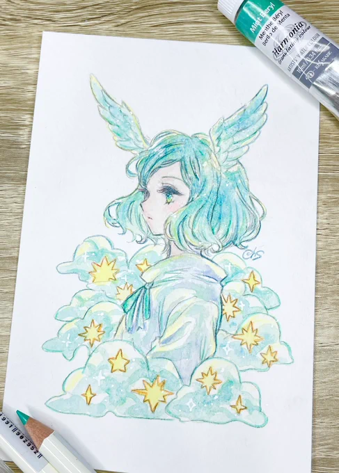 『遠い昔、あなたと』#すみれのアとり絵 #透明水彩 