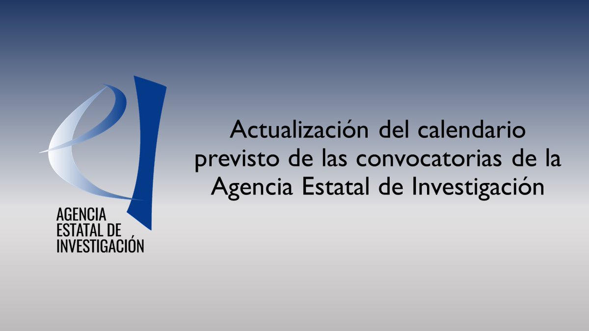 ‼️ La <a href="/AgEInves/">Agencia Estatal de Investigación</a> actualiza el calendario previsto de sus convocatorias.
Informamos a la comunidad científico-técnica de la planificación prevista de las convocatorias en curso que aún no se han resuelto y de las que se publicarán próximamente.

🔗 bit.ly/3JAIKxb