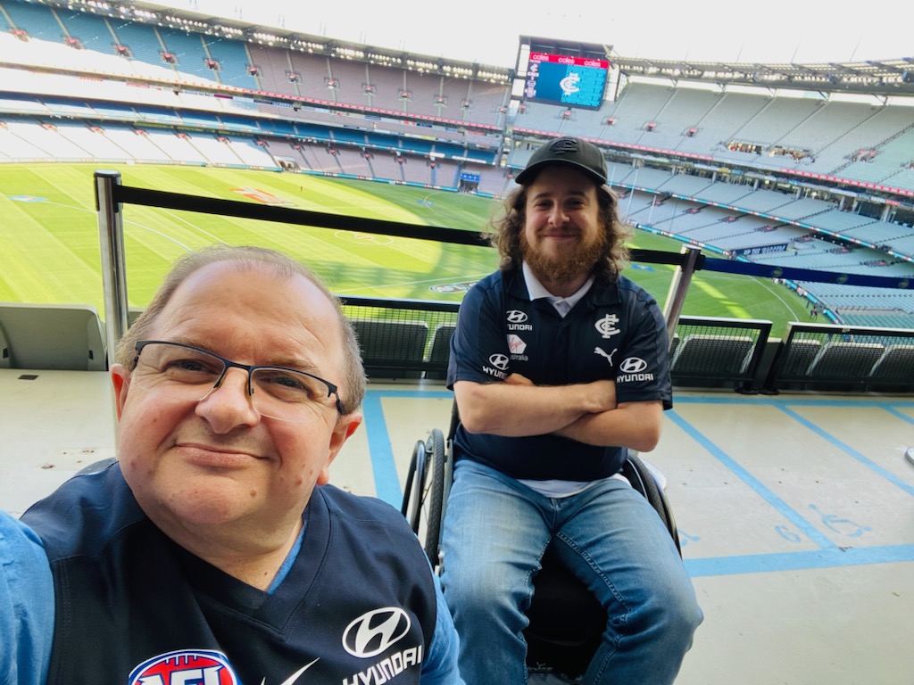 CripsyAU's tweet photo. After last weeks seating disaster today the @AFL has committed to NEVER using disabled seating areas for media/broadcast at ANY AFL stadium ever again!

#accessmatters #AFLBluesCats https://t.co/7579hlcJ5c