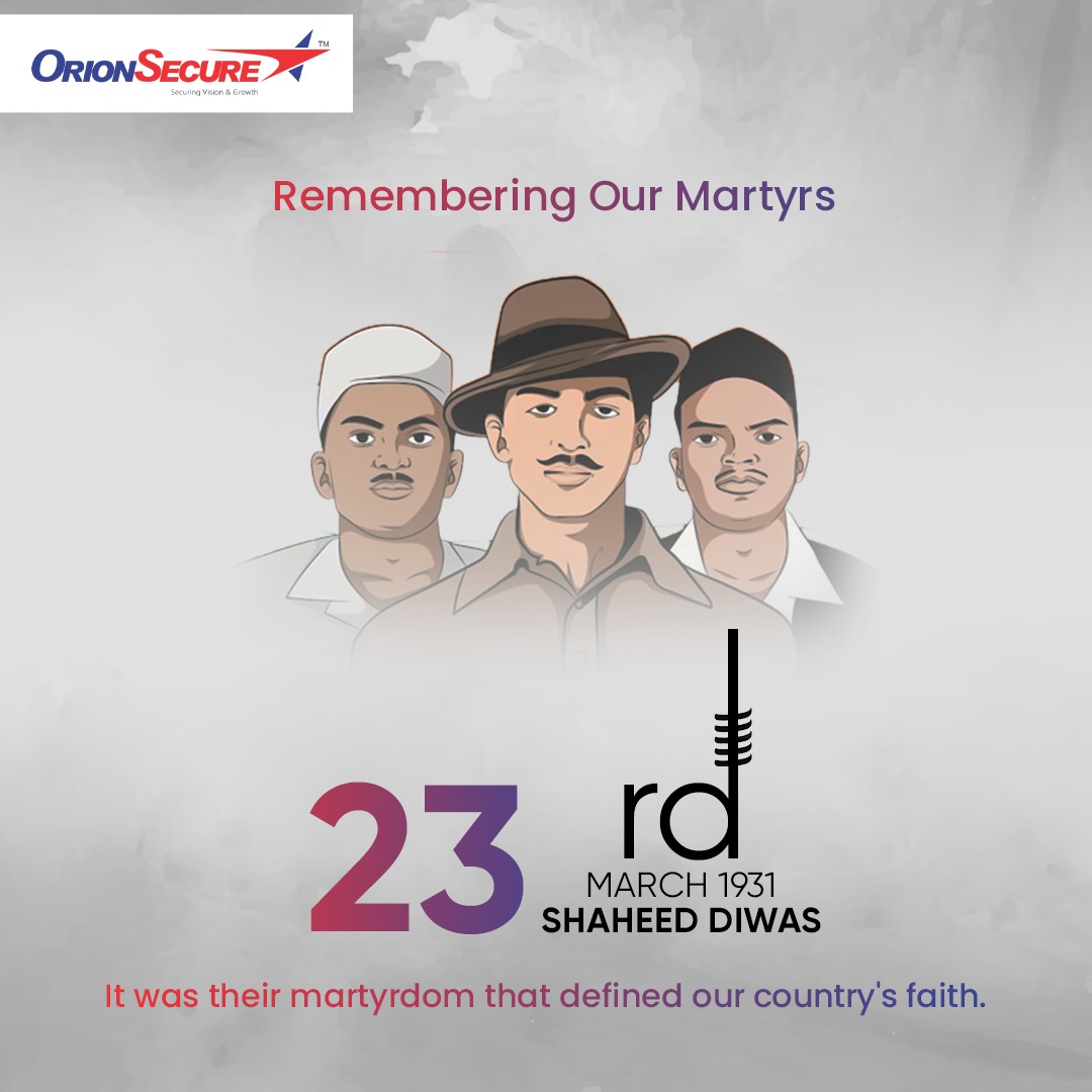 Orion_Secure's tweet photo. On this day of Shaheed Diwas, let us pay tribute to the brave souls who gave their lives for our nation's freedom.

Website: https://t.co/tVamC46UNm
Ph: +91- 11-26495662/64

#RememberingOurMartyrs #SaluteToOurMartyrs #ShaheedDiwas #MartyrBhagatSingh #MartyrdomDay #OrionSecure https://t.co/VkTlhoRd6O
