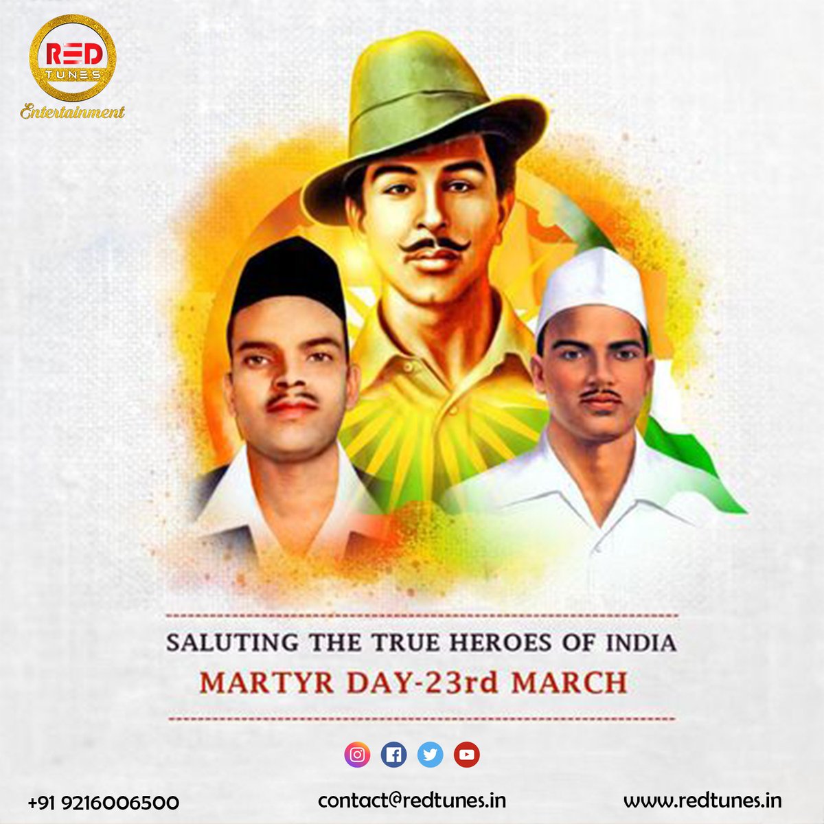 RedtunesEnt's tweet photo. This country and its people can never forget what our freedom fighters have done for us.
#bhagatsingh #rajguru #sukhdev #freedom #indian #salute #martyrday #23march #pdvirk #redtunesentertainment #redtunes #vocsevents https://t.co/Kmv1pAIaGa