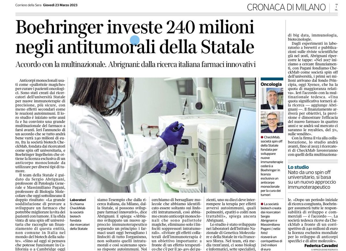 pigiparacchi's tweet photo. #Oncology science is Made In Italy @mimit_gov @adolfo_urso Congrats #SergioAbrignani #INGM - @AssobiotecNews https://t.co/IkzTgBpRy1