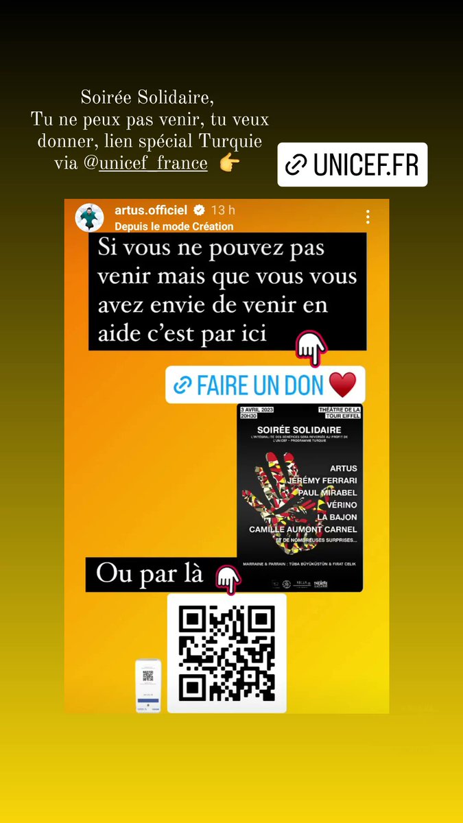 Aude 🇫🇷 #EnginAkyürek#Zamansiz#Kaçis#YAO#BBO#KG (@marfranceea1) on Twitter photo 📣 ATTENTION Soirée Solidaire
Tu peux venir : Billets en vente sur theatredelatoureiffel.com
Tu ne peux pas, tu veux participer, lien spécial Turquie sur unicef.fr
#Artus #TubaBüyüküstün #FiratÇelik <a href="/JeremyFerrari/">Jeremy Ferrari</a> <a href="/LaBajon/">La Bajon</a> <a href="/camaumontcarnel/">camilleaumontcarnel</a> #paulmirabel <a href="/verinaze/">Vérino</a> 📣 ATTENTION Soirée Solidaire
Tu peux venir : Billets en vente sur theatredelatoureiffel.com
Tu ne peux pas, tu veux participer, lien spécial Turquie sur unicef.fr
#Artus #TubaBüyüküstün #FiratÇelik <a href="/JeremyFerrari/">Jeremy Ferrari</a> <a href="/LaBajon/">La Bajon</a> <a href="/camaumontcarnel/">camilleaumontcarnel</a> #paulmirabel <a href="/verinaze/">Vérino</a>