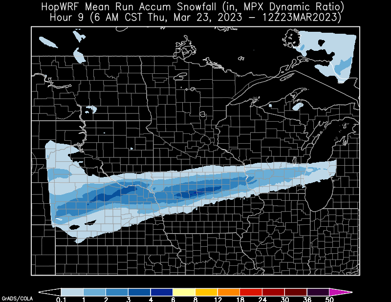 Overnight snow could accumulate to a couple/few inches in part of northern Nebraska &amp; northern Iowa overnight, looking to wrap up by 6-7am per the 3Z ensemble. #iawx #newx HopWRF.info