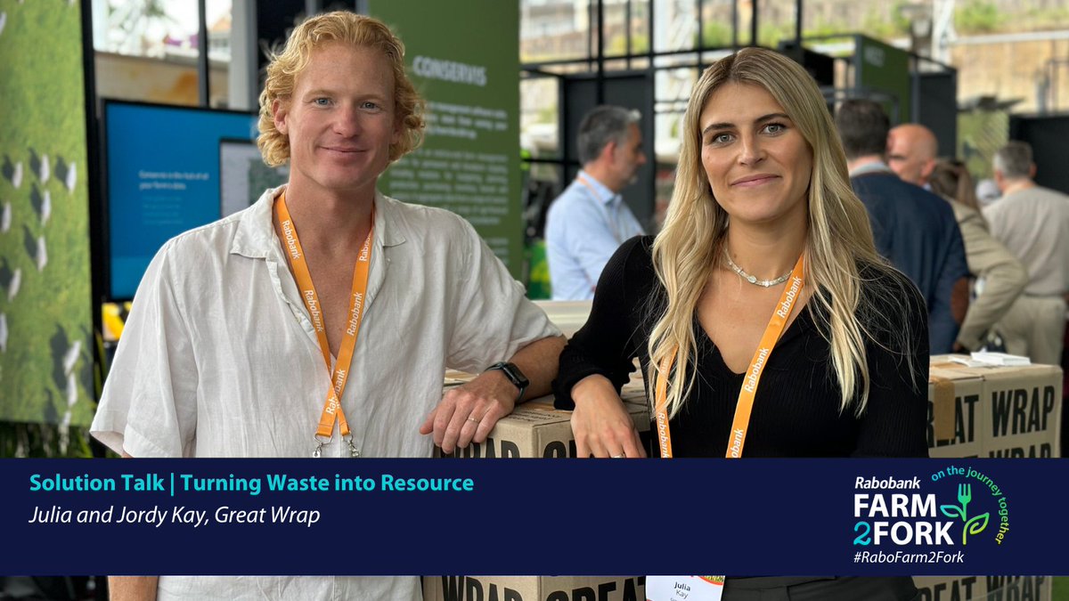 Aussie heroes, Julia & Jordy Kay have developed 100% compostable cling wrap and pallet wrap made from potato waste! #RaboFarm2Fork @great_wrap @Foodbytes