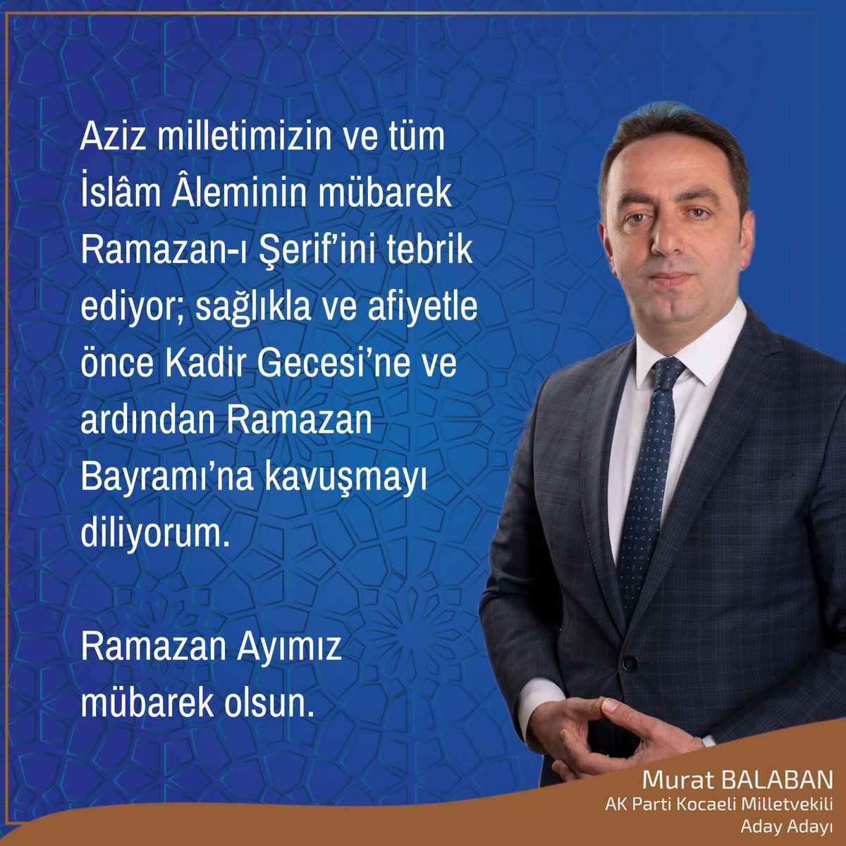 muratbalaban41's tweet photo. Ramazan ayının bu ilk gününde tüm dost ve kardeşlerime sağlık, huzur, afiyetler diliyorum.
Ramazan-ı Şerifimiz hayırlı olsun. https://t.co/5O3JqgePof