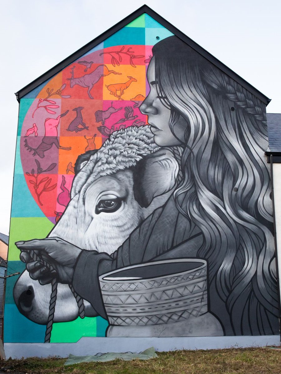 <a href="/fitfunadventure/">FitFunAdventures</a> <a href="/OztoIre/">Fiona Timoney</a> <a href="/magnumlady/">Val 📷</a> <a href="/thisisfriz/">friz</a> The salmon in foxford is very impressive. My personal favourite is Táin Wall here in Ballina, which <a href="/thisisfriz/">friz</a> did as part of <a href="/BallinaFringe/">Ballina Fringe Festival</a>. Love the contrast between vivid colours and the shading of Fliadhais and her cow Maol.