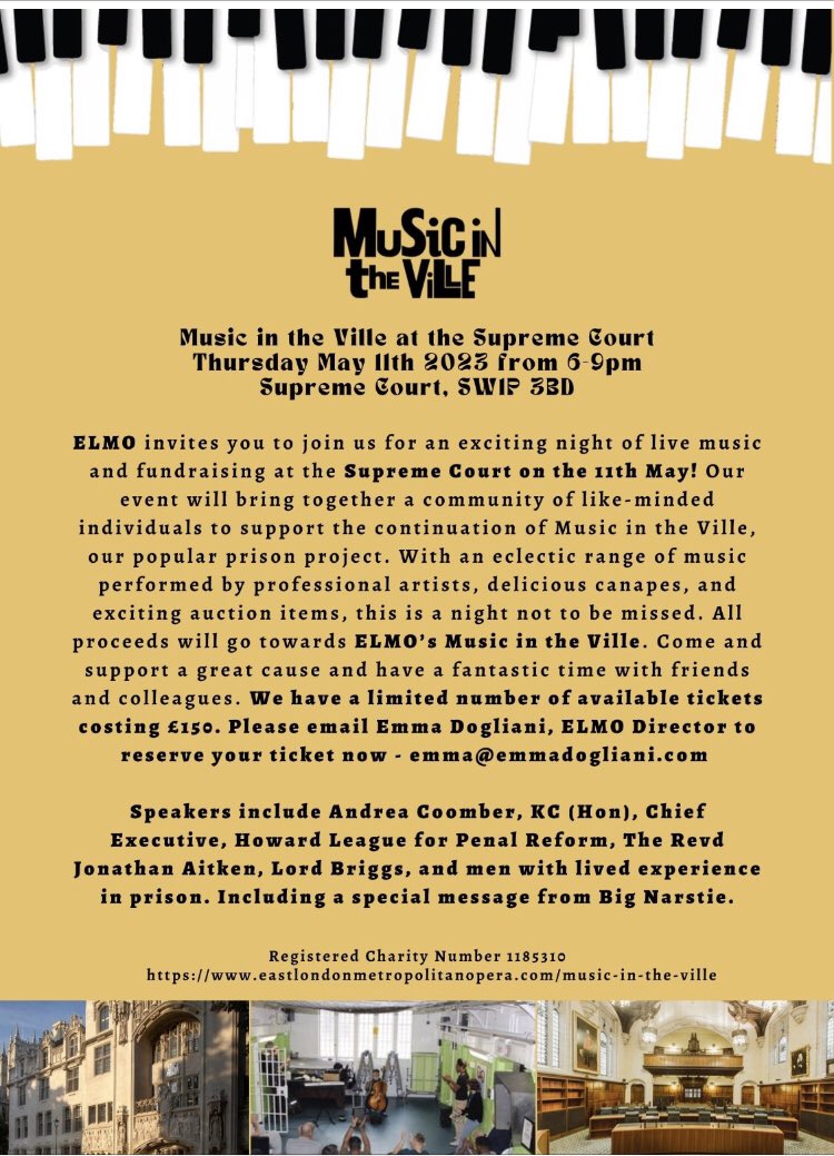 Emma Dogliani (@emmadogliani) on Twitter photo Working hard to get live music into HMP Pentonville in challenging times for UK prisons-come support us at #SupremeCourt 11th May with wonderful music and speakers incl Andrea Coomber <a href="/TheHowardLeague/">The Howard League</a> Working hard to get live music into HMP Pentonville in challenging times for UK prisons-come support us at #SupremeCourt 11th May with wonderful music and speakers incl Andrea Coomber <a href="/TheHowardLeague/">The Howard League</a>