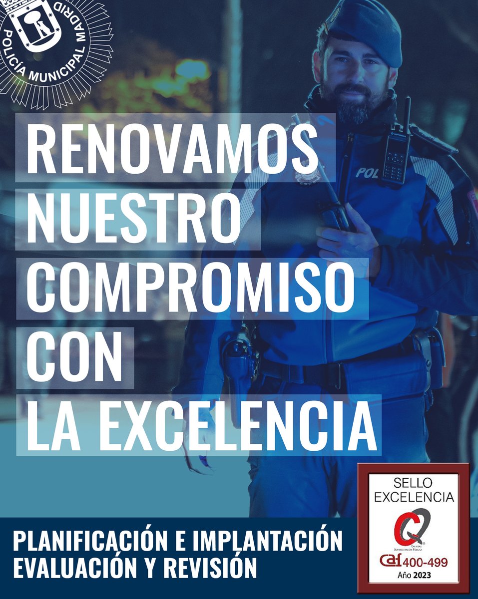 policiademadrid's tweet photo. #BuenosDías #Madrid Renovada la Certificación del nivel de Excelencia a la Dirección General de la Policía Municipal de Madrid conforme al #ModeloCAF
#SomosTuPolicia
#SelloDeExcelencia
@Haciendagob https://t.co/HTCk9iL9UE