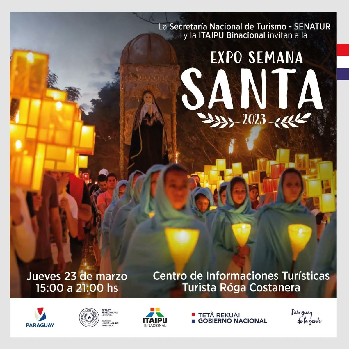 silvana_abdo's tweet photo. Les invitamos a la Expo Semana Santa desde las 15:00 en el Turista Róga, Costanera de Asunción

➡️Con las opciones gastronómicas de todo el país.

🇵🇾Y destinos para esta Semana Santa 2023:
https://t.co/kKoZc6SSt6

#AbrazáParaguay #JavyaParaguáipe https://t.co/9V4LQwtbfF
