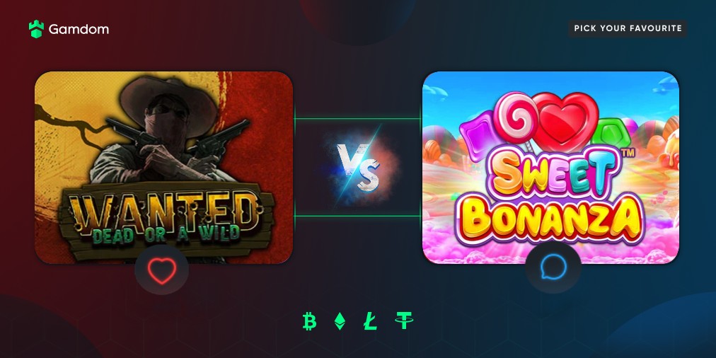 gamdom's tweet image. ⚔️ Semifinals (2): Wanted vs Sweet Bonanza ⚔️

Which game will take the last spot of the Finals? 🧐

---

LIKE = Wanted
Comment = Sweet Bonanza
1 vote &amp;amp; Must RT

---

💸 5 participants will win 50x$2 free spins on the winning game 🤑

Ends:
🗓 25th March 
⏰ 15:00 CET