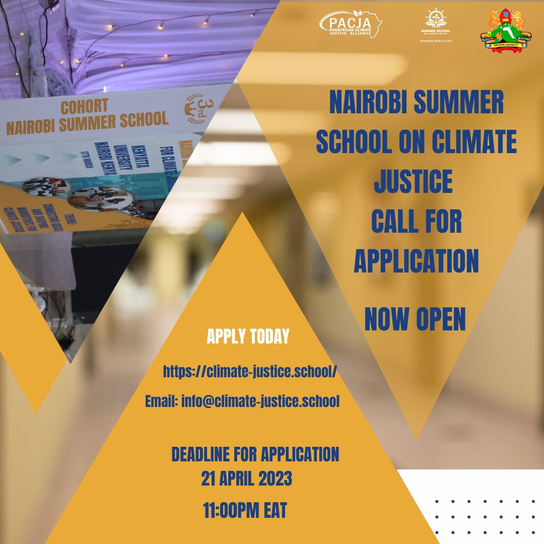 FaithfulnessJS's tweet photo. Every youth with a particular interest in matters of #ClimateJustice to apply for #NSSCJ3 program. The program will be running from the 3⃣to 1⃣4⃣ of July 2023 @KenyattaUni.
Apply here ➡️https://t.co/yAndUKAEKY
@Summer_School1
#NSSCJ3
#YoungClimateActivists https://t.co/yyJTiM791G