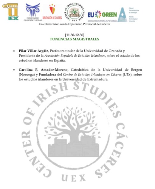 CIrish_Caceres's tweet photo. Mañana inauguramos el Centro de Estudios Irlandeses en Cáceres en la Facultad de Filosofía y Letras. ¡No os lo perdáis! 🍀💫 https://t.co/7RIVjP0aH0