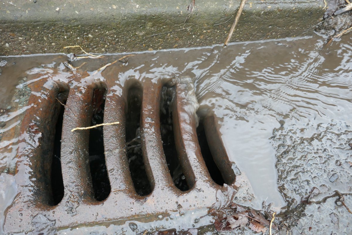 TheLengthsman's tweet image. As I near #SparkBridge this corner always floods ~ even has a huge pipe to catch it when it does
There is a grooved kerb which fills up with mud every year prevents it running away !