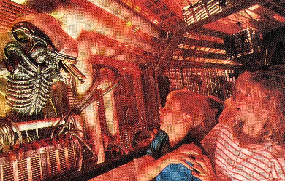The Disney World ride ExtraTERRORestrial Alien Encounter was originally going to be based off of the 1979 film Alien. The ride would arm you with guns before placing you on the famous Nostromo spaceship where Ripley (Sigourney Weaver) fought the Xenomorph. 

At the time, Disney