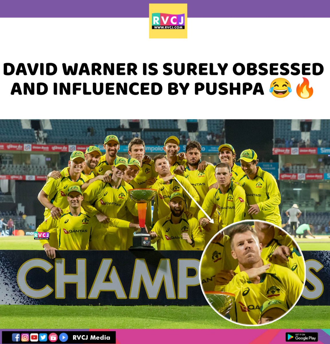 RVCJ_FB's tweet photo. David Pushparaj Warner 😂😂 https://t.co/EhrSb3tDff