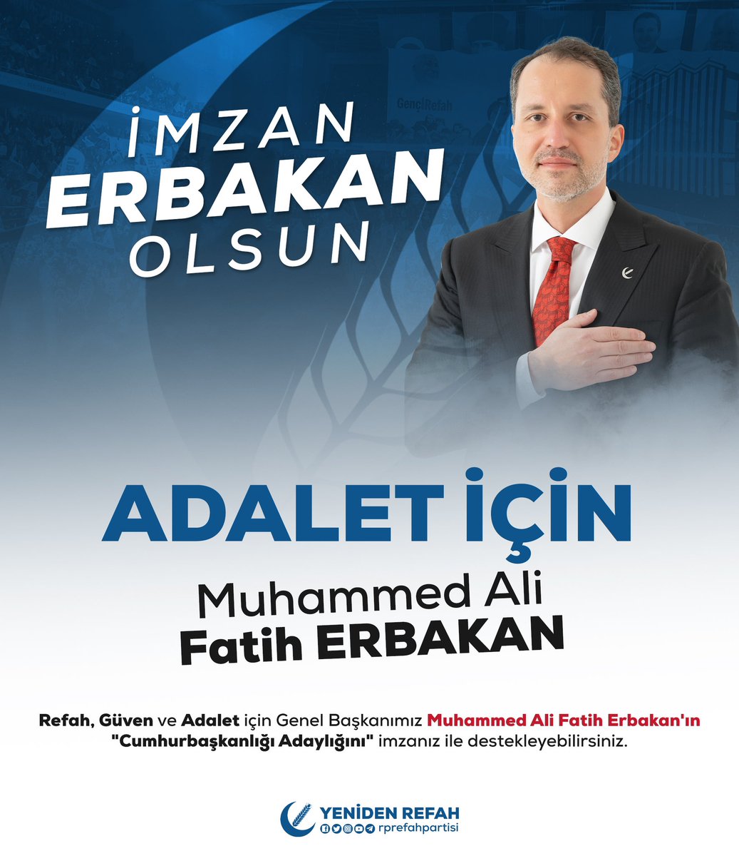 İmzan Erbakan Olsun! 

Adalet için Muhammed Ali Fatih Erbakan!