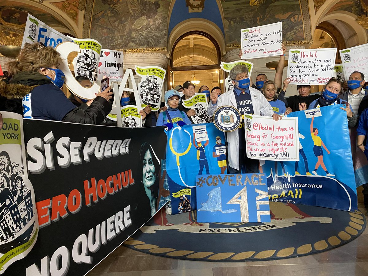 .@Dr_SteveA of @NYDocs & @PNHPNYMetro supporting @MaketheRoadNY and others in calling on @GovKathyHochul to make #Coverage4All a reality through this year's NY budget and a fix to the federal 1332 Waiver.