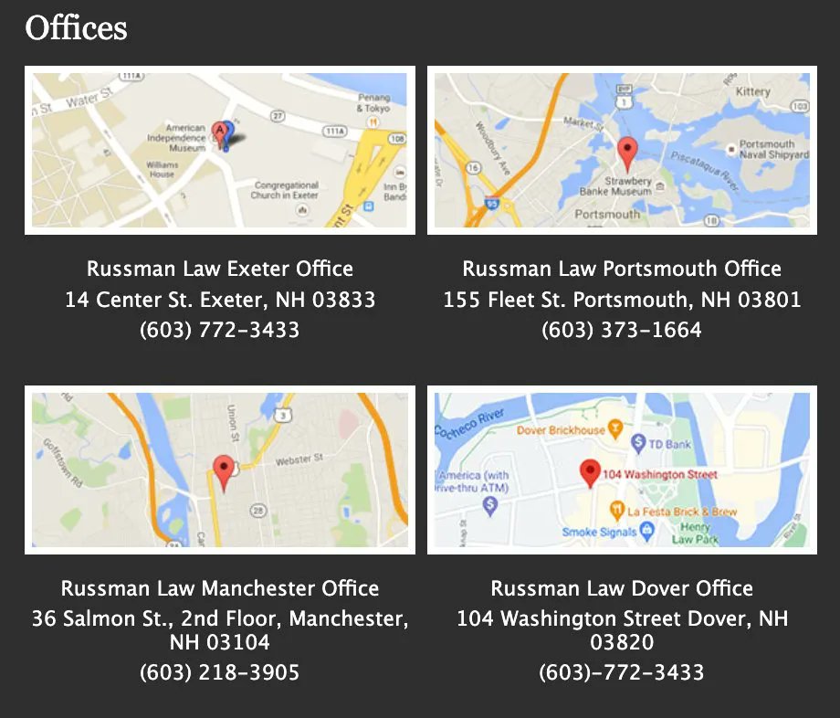 NHDwiAttorney's tweet photo. Our expert criminal defense skills have helped many clients in the New Hampshire area, with offices in Manchester, Exeter, Portsmouth, and Dover! Request a free consultation now! https://t.co/XAiiPVYarR
.
.
.
#RussmanLaw #NewHampshireLaw #FreeConsultation https://t.co/ZOUMC5uMW4