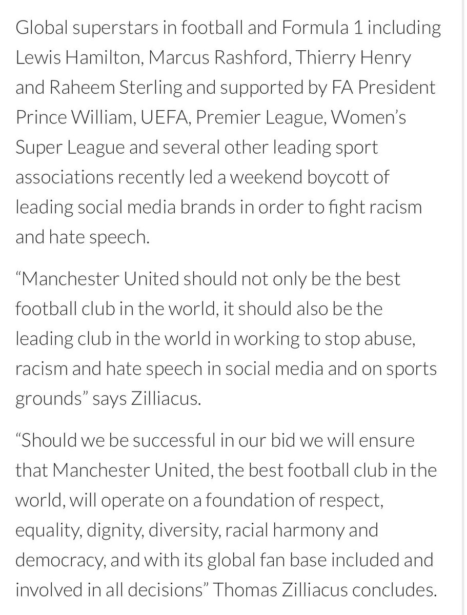 🔴 Read Thomas Zilliacus’ full statement on his bid to buy Manchester United. #MUFC