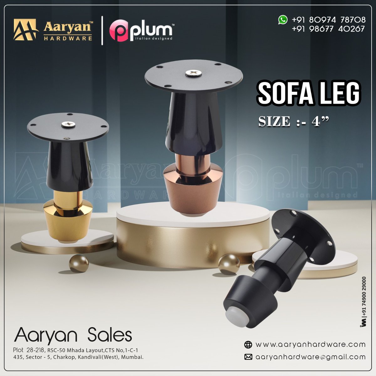 HardwareSamachr's tweet image. Style meets comfort! #AaryanHardware (Mumbai)  has the perfect #sofaleg size for your sofa!
Contact: Mr. Zenil Shah - +91 9324472885
#AaryanSales #AaryanMumbai #PlumMumbai #PlumHardware #ArchitecturalHardware #FurnitureHardware #FurnitureFittings #Sofalegs #FurnitureLegs