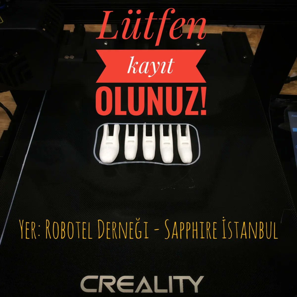 Robotel Türkiye (@roboteltr) on Twitter photo 🙏 TEŞEKKÜRLER! <a href="/CrealityTurkiye/">Creality Türkiye</a> <a href="/Creality3D/">Creality3d</a>
Yer: Robotel Derneği - Sapphire İstanbul B2 Katı
Zaman: 27 Mart Pazartesi 18.00 - 20.00
Kayıt linki: forms.gle/mbjzPRp9MKbyVd… 🙏 TEŞEKKÜRLER! <a href="/CrealityTurkiye/">Creality Türkiye</a> <a href="/Creality3D/">Creality3d</a>
Yer: Robotel Derneği - Sapphire İstanbul B2 Katı
Zaman: 27 Mart Pazartesi 18.00 - 20.00
Kayıt linki: forms.gle/mbjzPRp9MKbyVd…
