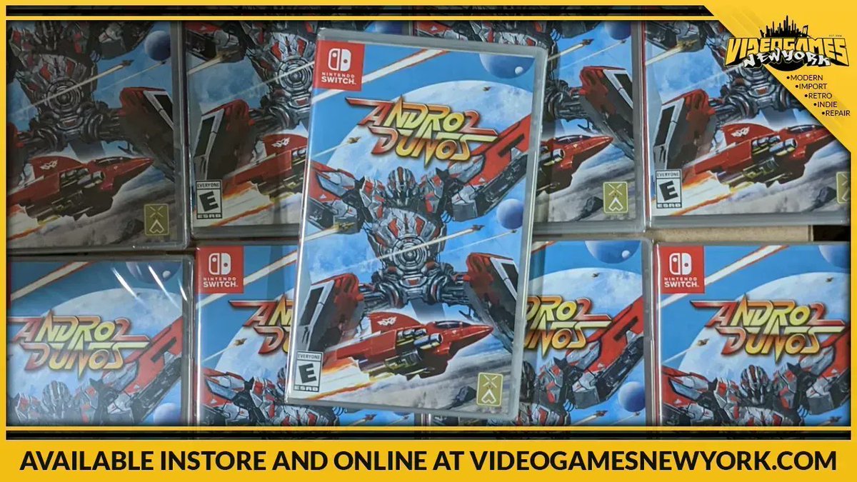 VideoGamesNYC's tweet image. Avaible in-store &amp;amp; Online: Andro Dunos 2 for Nintendo Switch $39.99
A sequel to the 90's NeoGeo Arcade hit returns for your help to save the human race once more! 

Available instore and online: videogamesnewyork.com/andro-dunos-2-… 

#GetPhysical #Nindies #PixelHEart #NeoGeo #Arcadegames