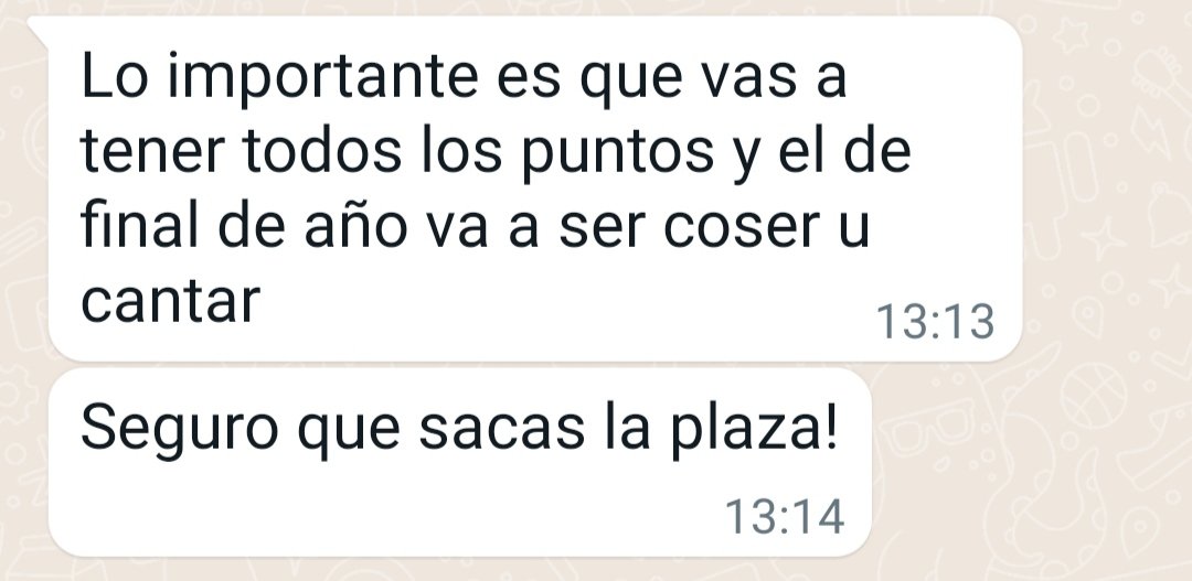 polarisradiante's tweet photo. Mucha gente no lo entenderá.

Y sé que es con la mejor intención. 

Pero a mí, los 
"seguro que sacas plaza", 
"no es tan complicado", 
"a principios de año ya trabajas seguro" 
y "será coser y cantar"

me cansan, me dan pereza y me añaden presión. 

Tengo decenas de mensajes así https://t.co/86mwFKk2Ie