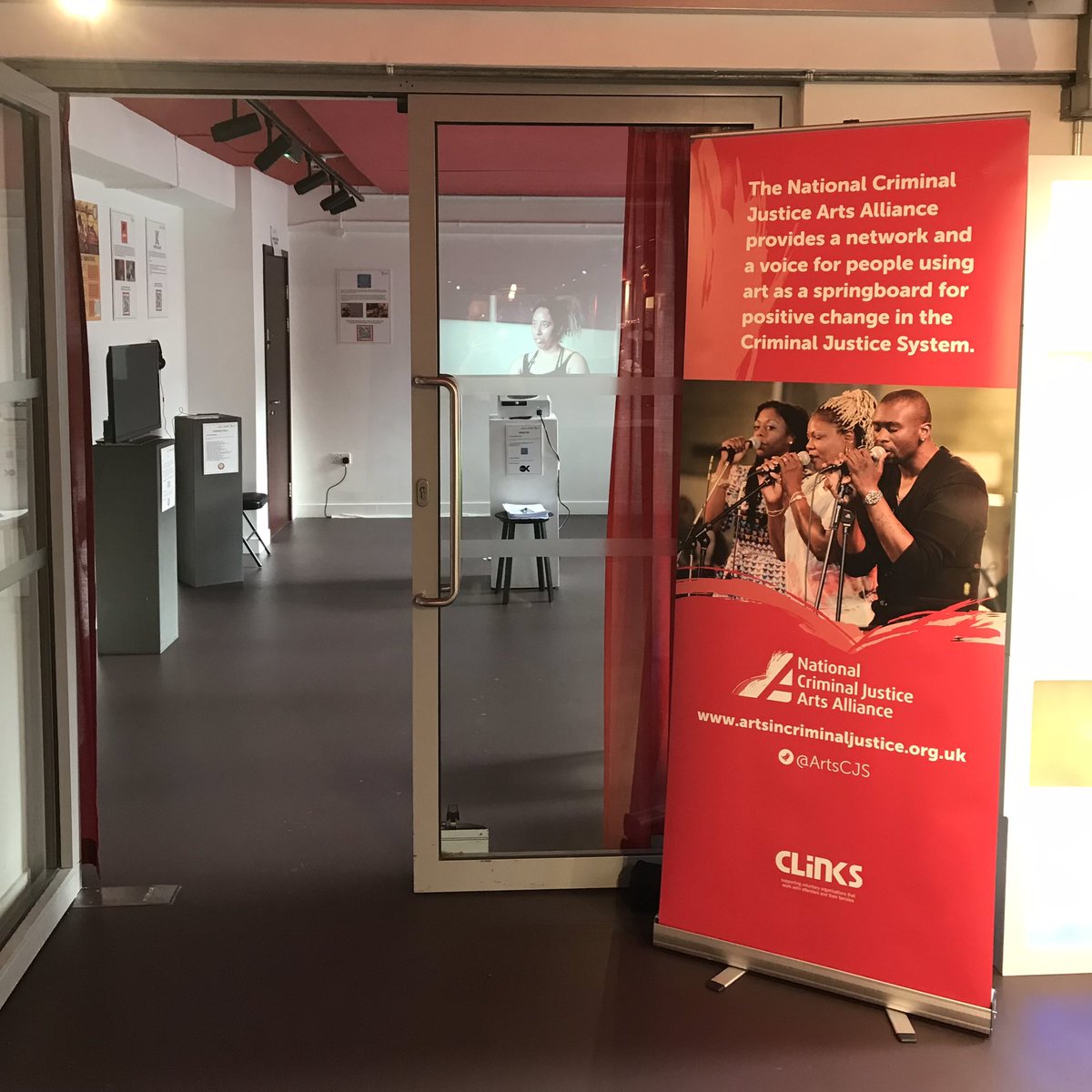 MusicinPrisons's tweet photo. 📣 Currently @RichMixLondon next to the cinema bar is a wonderful installation for @ArtsCJS @Clinks_Tweets #InspiringFutures with films, listening posts & info about some of the amazing arts orgs working in #criminaljustice - including us! #MusicInPrisons #ArtsForAll https://t.co/W4an30QI5V
