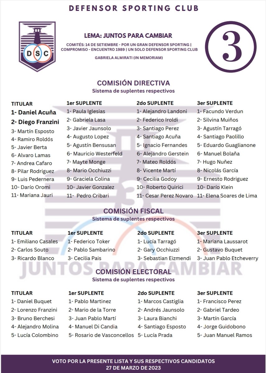 🗳️Este 27/3 votá 🗳️
🟣Lista 3⚪
#JuntosParaCambiar