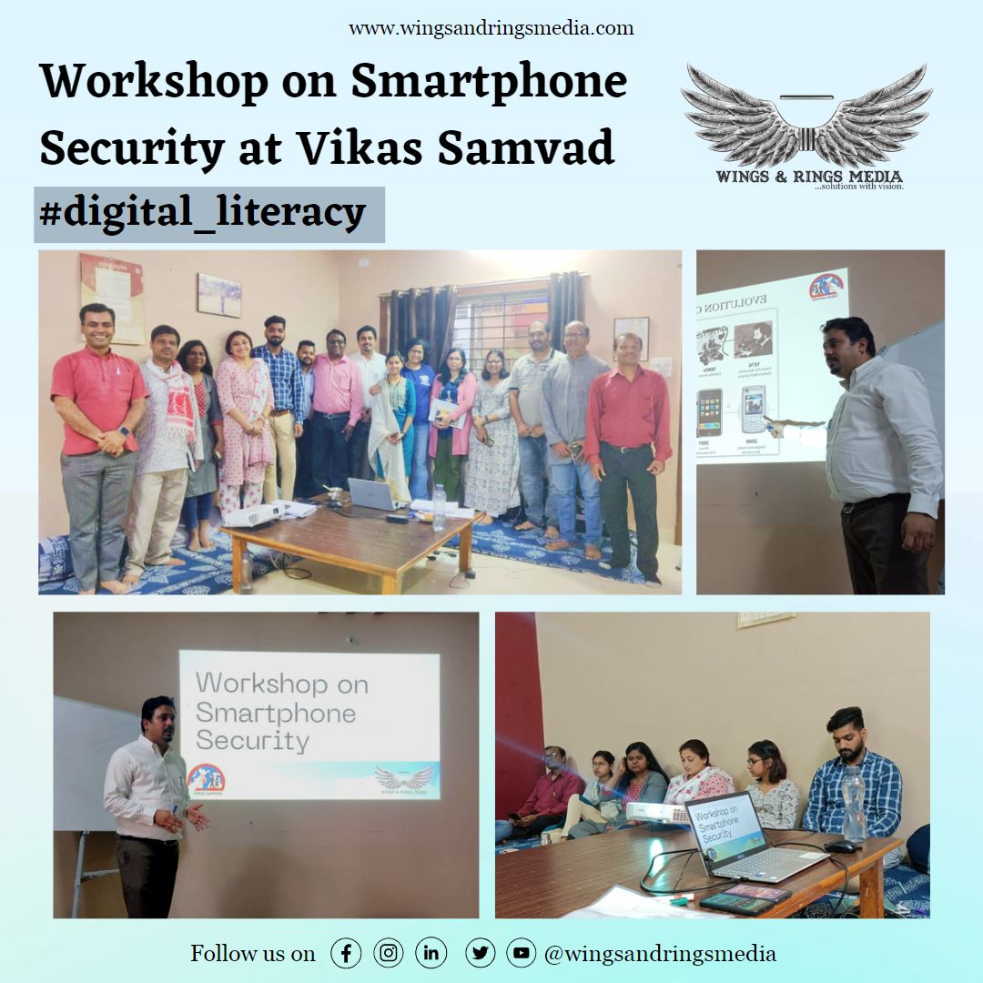 A one-day workshop on Smartphone Security was held at Vikas Samvad Bhopal by Wings & Rings Media to support our campaign Let Us Support #digital_literacy.

#vikassamvad #workshop #wnr #training #campaign #contact #smartphones #workshops2023 #godigital