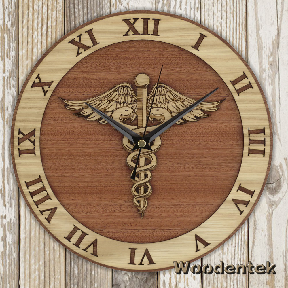 woodentek's tweet photo. Handmade #Caduceus wooden clock #MedicalClock #Earlybiz #hospital - WorldwideShipping  https://t.co/imG22et5Am https://t.co/KOL5e8Z5GZ