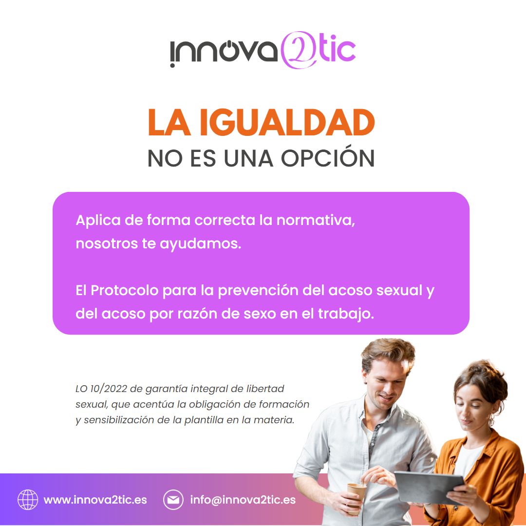 Innova2tic's tweet image. La igualdad no es una opción 👥

Infórmate sin ningún compromiso y cumple con la ley 💜

#ley #innova2tic #2tic #formacion #protocolo #protocoloacoso #igualdad #normativa #acososexual #acosolaboral #acosoporrazóndesexo #libertadsexual
