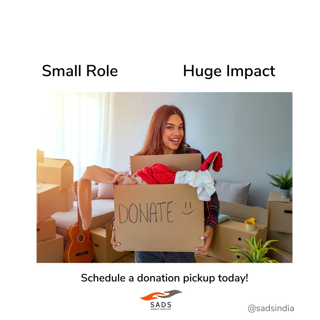 SadsIndia's tweet image. #DeclutterForGood and make a big difference! Donating your preloved items not only frees up space but also helps someone in need. It&apos;s a win-win that positively impacts the environment. Give a new life to clothes, shoes, toys, and furniture by scheduling a pickup today!