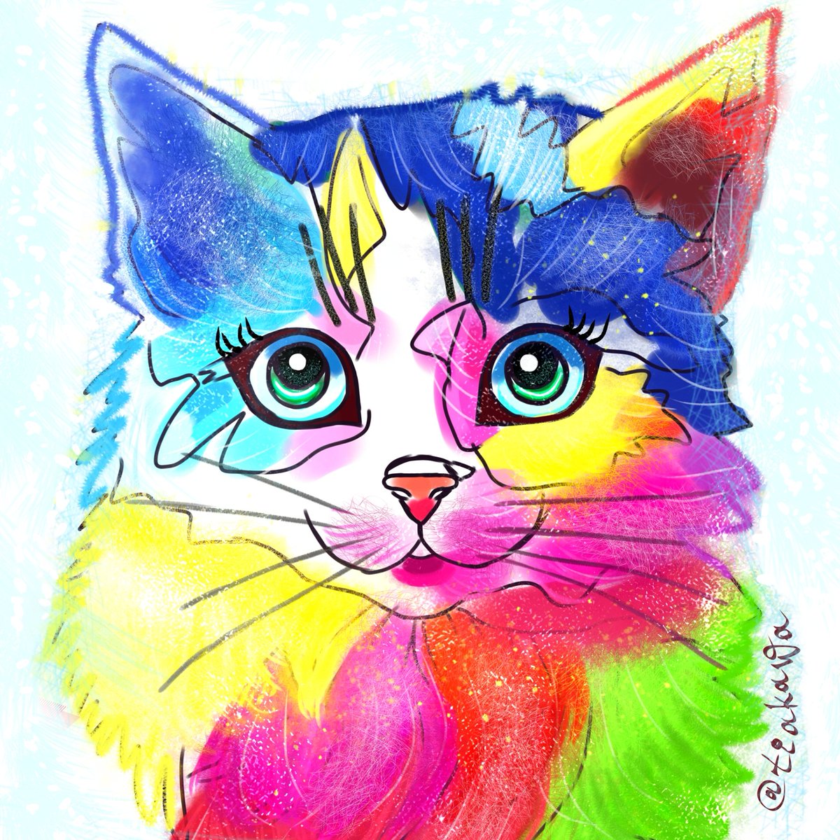 Tanya_Antre's tweet photo. Різнокольоровий кіт / Multicolored cat
Люблю змішувати різноманітні кольори відповідно до настрою.
I like to mix different colors to suit my mood.
#digitalart #digitalpainting #cat #cuteart #cuteartwork #multicolours #sketchart #sketch https://t.co/f4TF8ri2qe