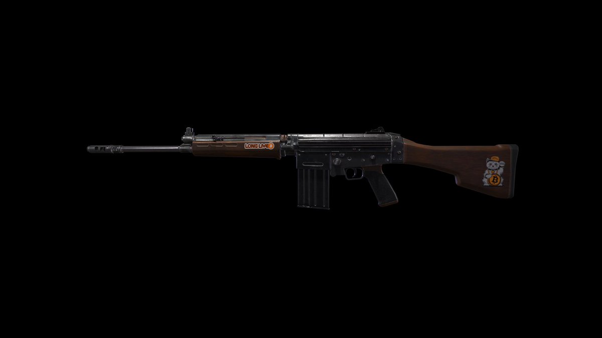 amazegamesio's tweet photo. 🚀🔫 Blast off with our new FAL gun NFT character asset, featuring "Long Live Bitcoin" etched onto the barrel! Show your support for the world's top cryptocurrency while taking down your enemies. add this sleek and powerful weapon to your collection! #LongLiveBitcoin #NFT https://t.co/wYkuY10hNQ