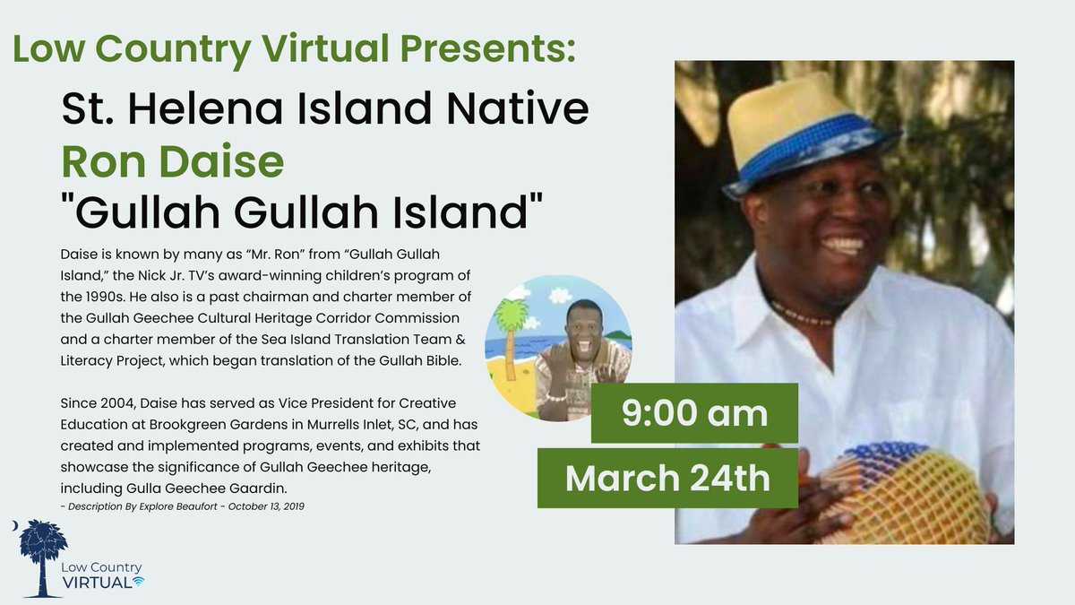 LCVirtualSchool's tweet photo. 🤩 Low Country Virtual is thrilled to welcome Mr. Ron Daise on #flexfriday 👉 this week! #onlinelearning #lovingLCV #Gullah #lovewhatyoudo 🏝️ https://t.co/qKYbCy7aCf