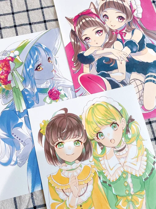 日曜日のメルメリィに持ってく原画はこの3つにしました!#メルメリィマーケット 