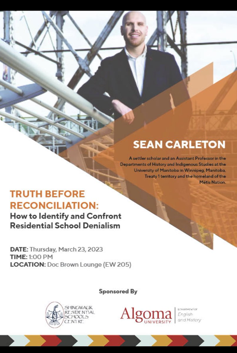 SeanCarleton's tweet photo. Happening today at 1pm, @AlgomaU and @SRSC_archives https://t.co/KiRnJS13DB