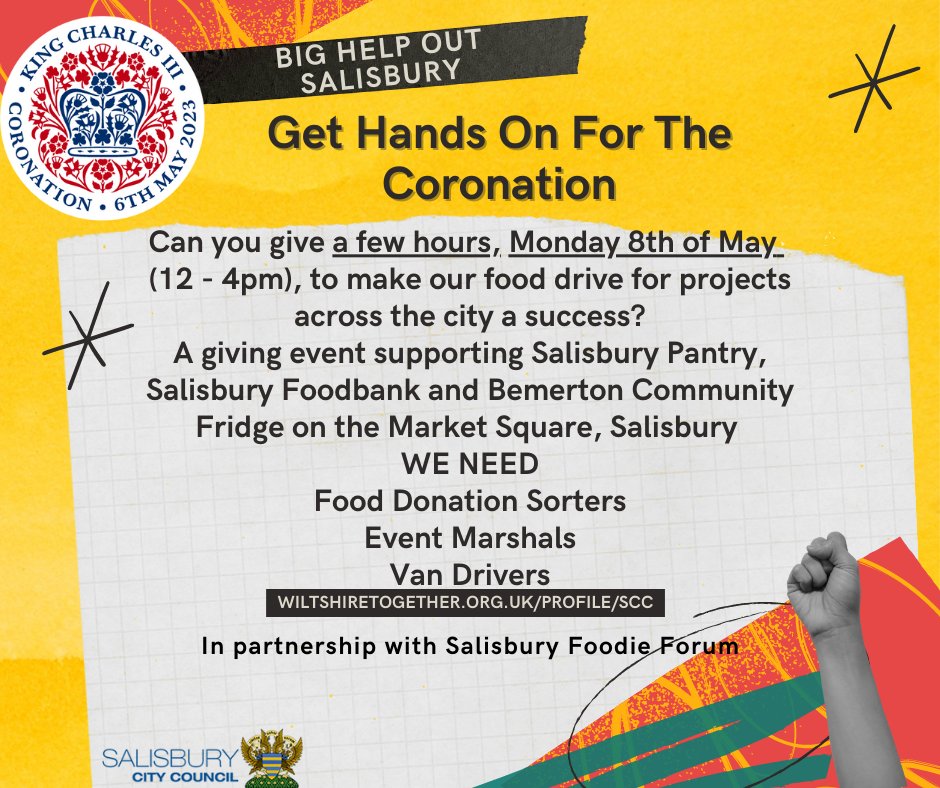 Can you spare a couple of hours to support our food drive in #Salisbury as part of the #BigHelpOut?

If you would like to donate food items, watch this space for a shopping list to be announced soon! 🥫

More info⬇️
tinyurl.com/2gmv9ckk 

#OurCommunityMatters