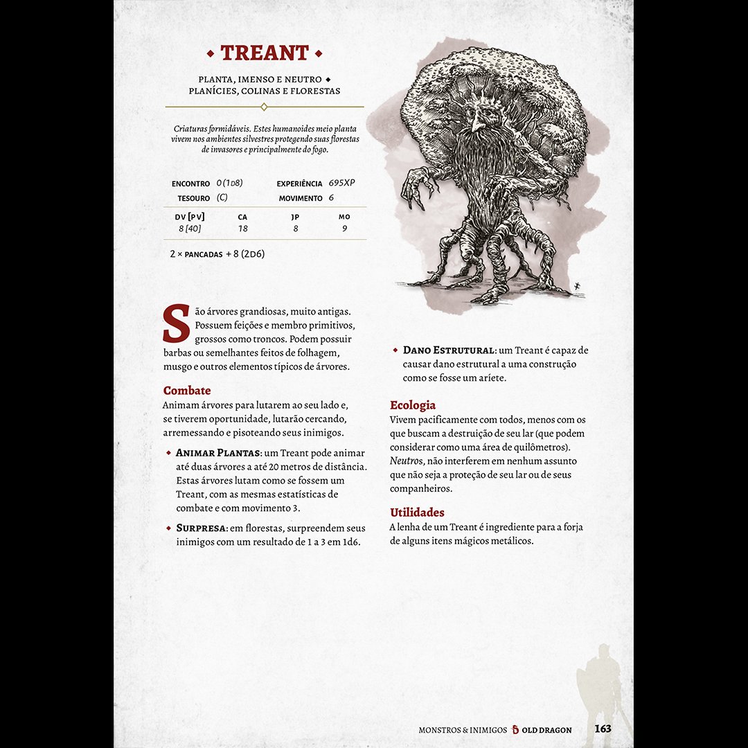 crawlstilho's tweet photo. Estes humanoides meio planta vivem nos ambientes silvestres protegendo suas florestas de invasores e principalmente do fogo.

Arte feita para #OldDragon2

#fantasy #rpg #book #bestiary #dungeonsanddragons #osr #oldschool #treeent #ent #treant #buro #crawlstilho https://t.co/zZeqEDNiFw