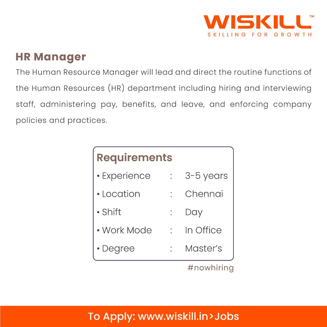 WiSkill's hiring HR manager! Does your profile suit the job? Apply now through below link

bit.ly/3lAOwXz

#hrmanager #HRManagerJobs  #trending #trendingnow #assessmenttestforjobs #Accenture #jobcareertest #assessmentjobs #skilldevelopmentinstitutes