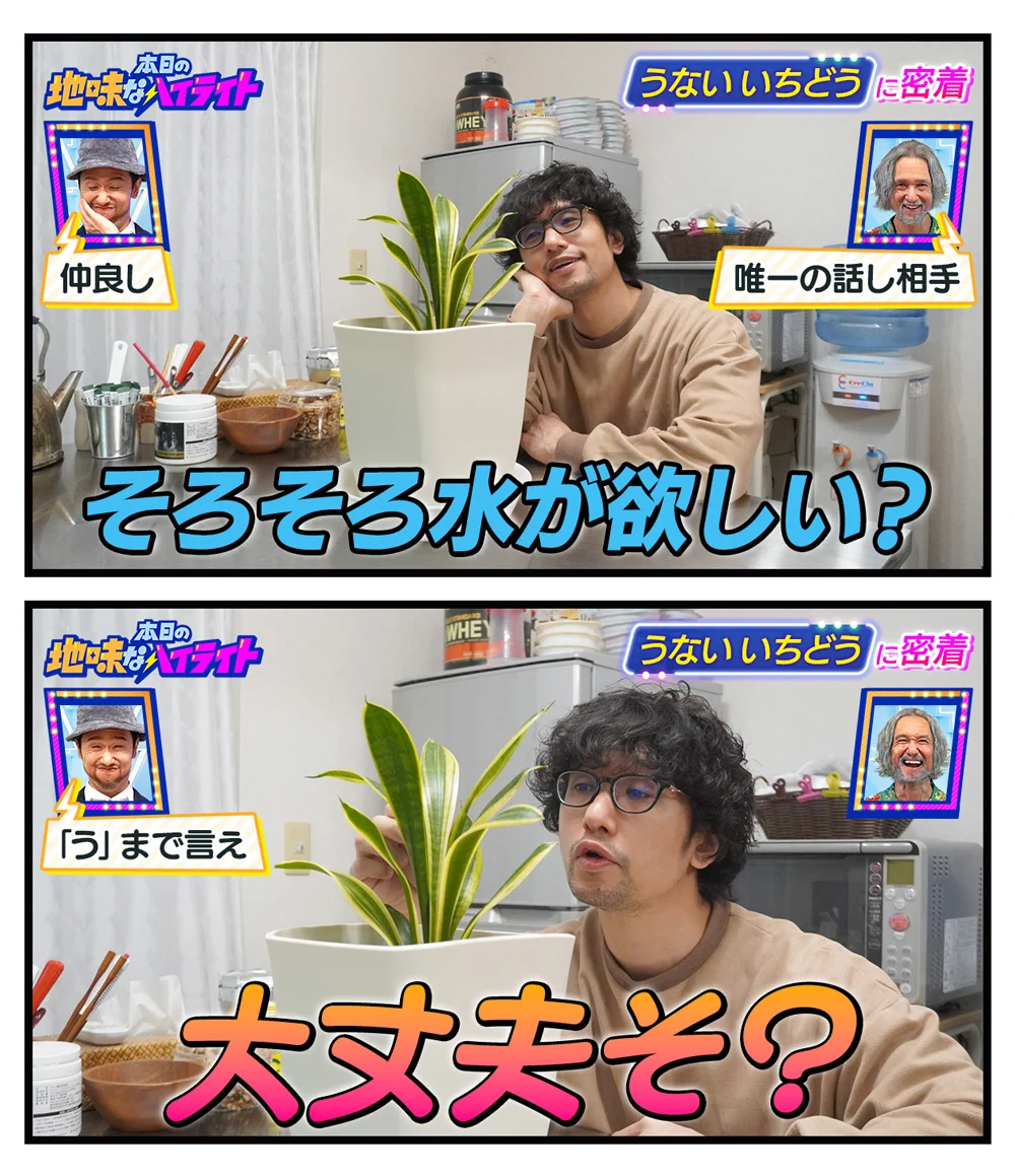 大丈夫そ？草に話しかけているうないいちどうさんw