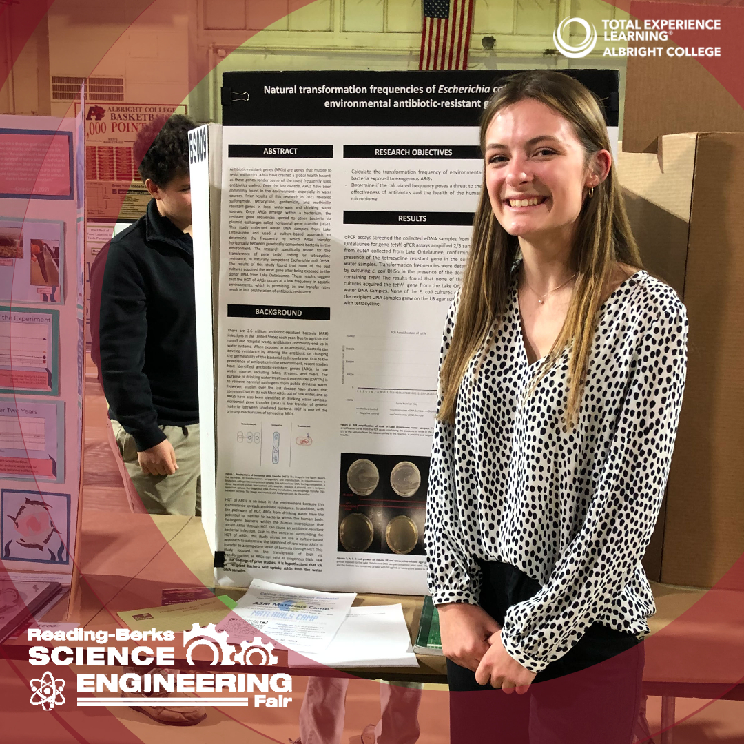 TExpLAlvernia's tweet photo. Congratulations Abigail Robinson! Her project took 2nd place in the Environmental Science Category, American Society of Civil Engineers, and the National Geographic Society Award at Reading Berks Science and Engineering Fair! #rbsef #TExpL #STEAM #STEM #science #scienceeducation https://t.co/7SdLZag6sD