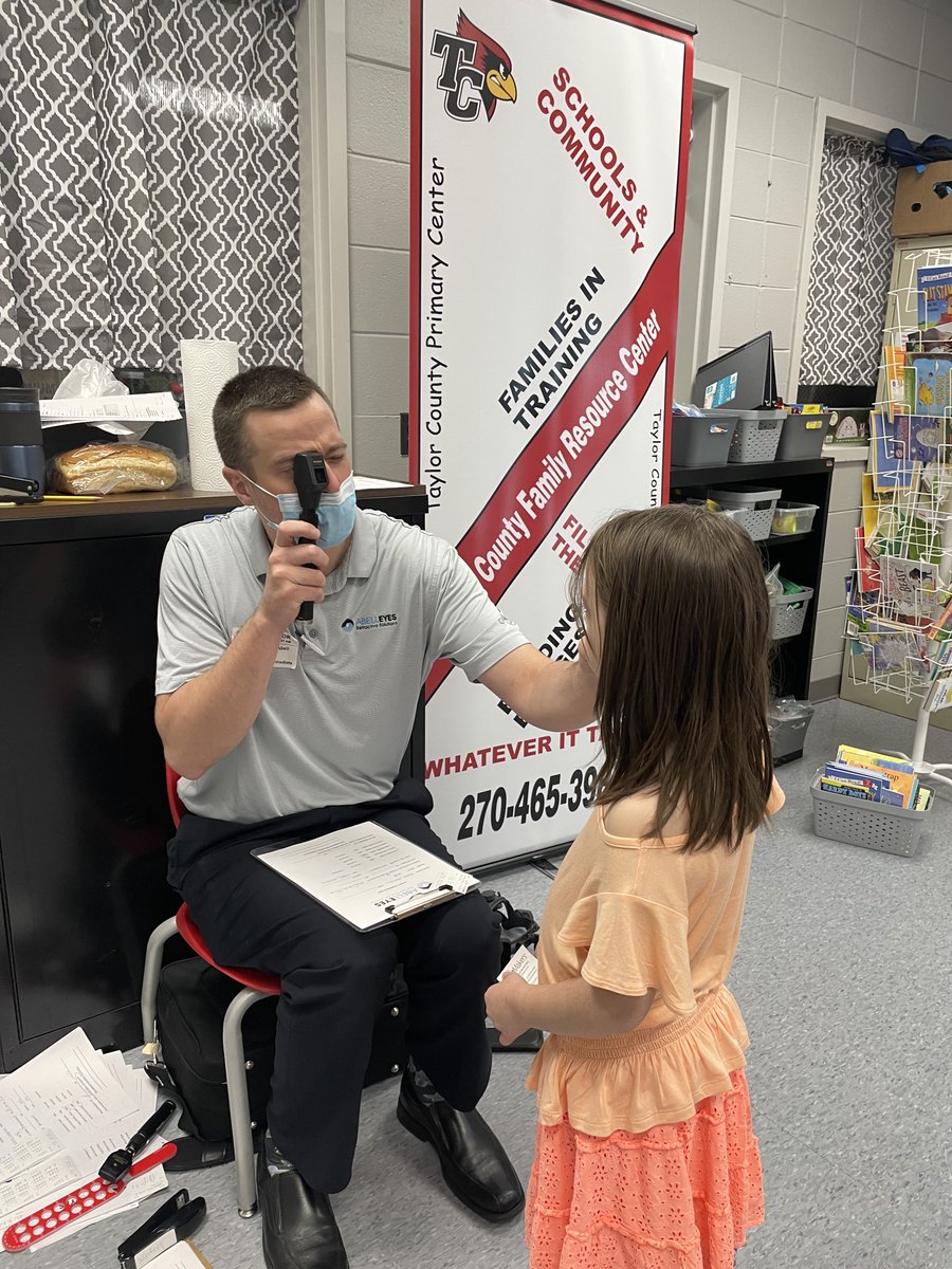 TC_Schools_KY's tweet photo. Dr. Tom Abell and his team from Abell Eyes visited the Family Resource Center on Tuesday and Wednesday to perform free vision exams for our students.
Expect greatness from our community partners!
#tcpride #tccares #TCFRC #expectgreatness https://t.co/y7S1B0GGgh