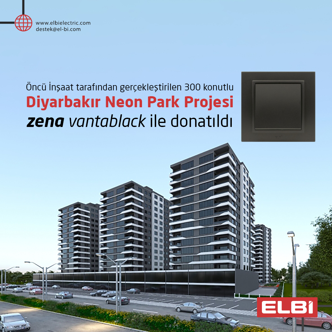 Öncü İnşaat tarafından gerçekleştirilen 300 konutlu Diyarbakır Neon Park Projesi Elbi Zena Vantablack ile donatıldı. 

 #anahtar #priz #anahtarpriz #elektrik #modern #minimalist #estetik #tasarım #dekorasyon #mimar #içmimar #proje #neonpark 
#diyarbakır  #toplukonut #vantablack