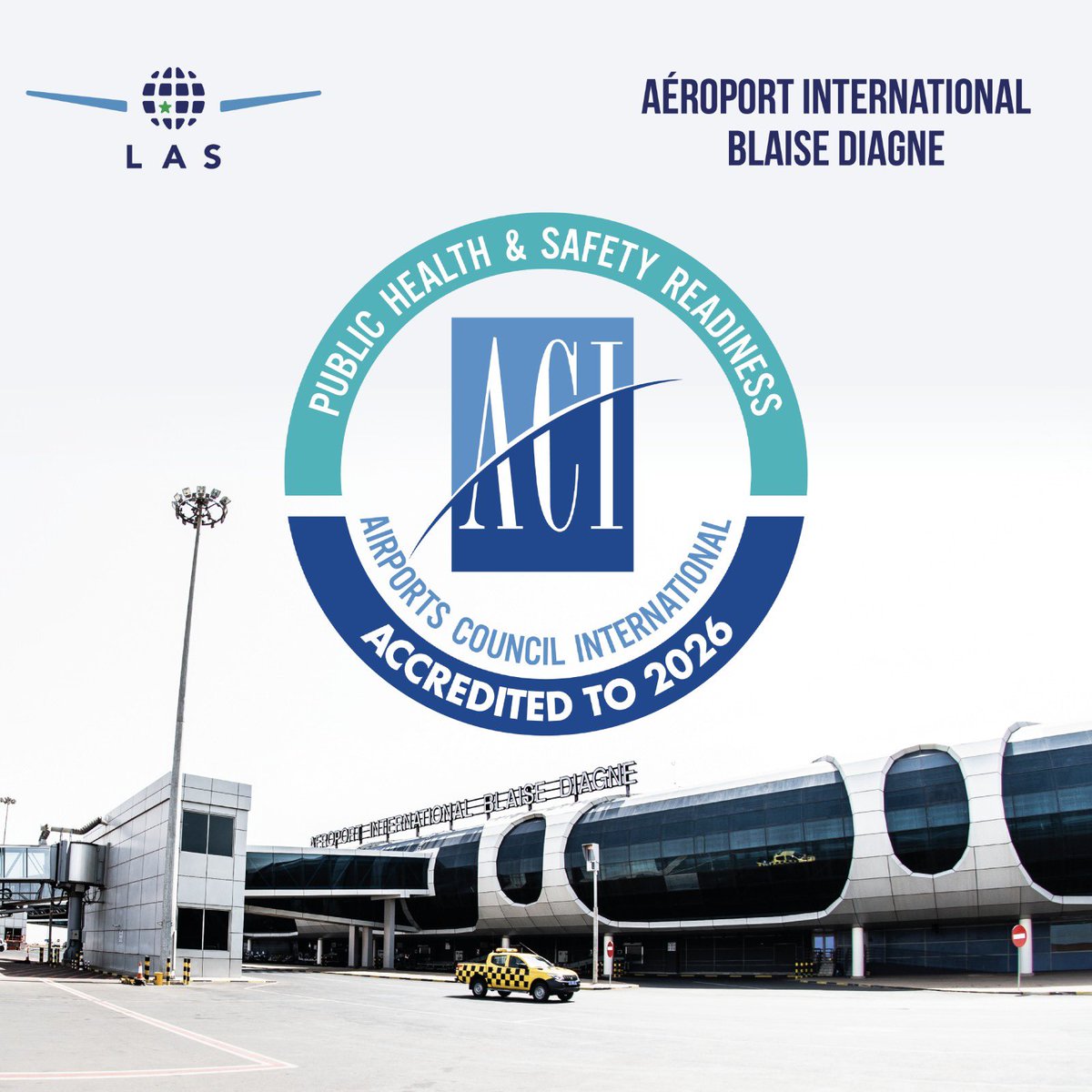 DKaeroport's tweet photo. L’aéroport international Blaise Diagne a obtenu l’accréditation Public Health & Safety Readiness délivrée par @ACIWorld. Cette distinction marque la reconnaissance des efforts fournis par LAS le gestionnaire de l’aéroport.
#PHSRaccreditation @ACIWorld #LAS https://t.co/ptw8kM3ued