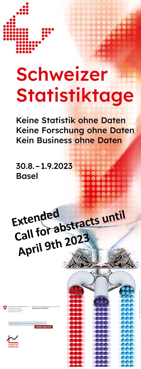 The call for abstracts for the annual conference statistiktage.ch is still open, until the 9th of April. Don't hesitate to submit your talk propositions!