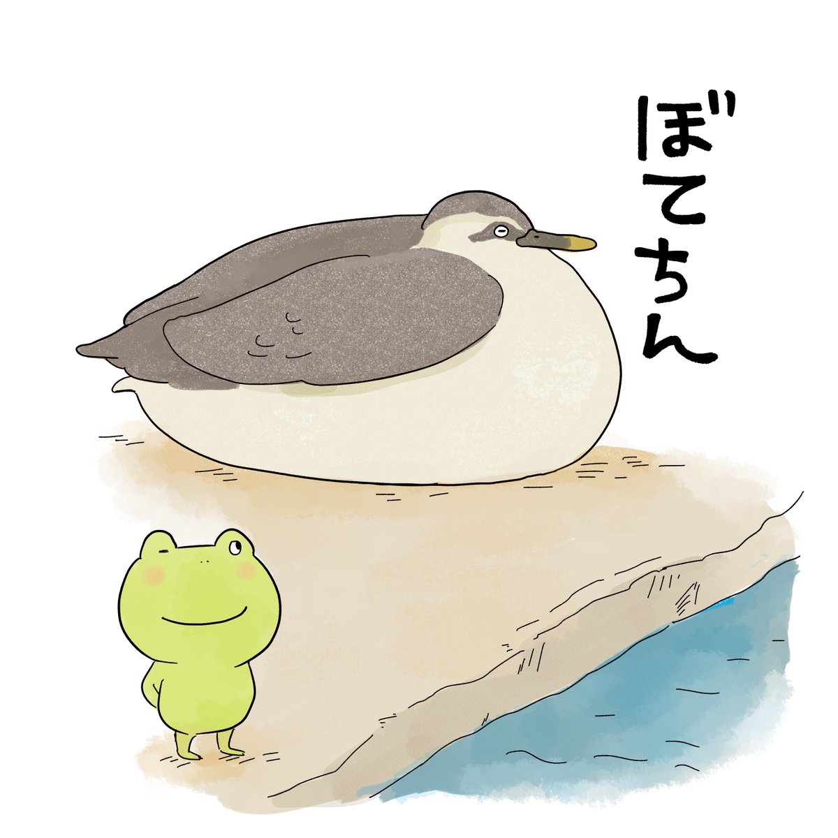 朝の散歩中、ボテッと地面にお腹をつけて朝日を浴びているカモがいます。本当にモチのようなお腹で、癒されます・・！
#カルガモ　#鴨 https://t.co/iIFivtSaGW