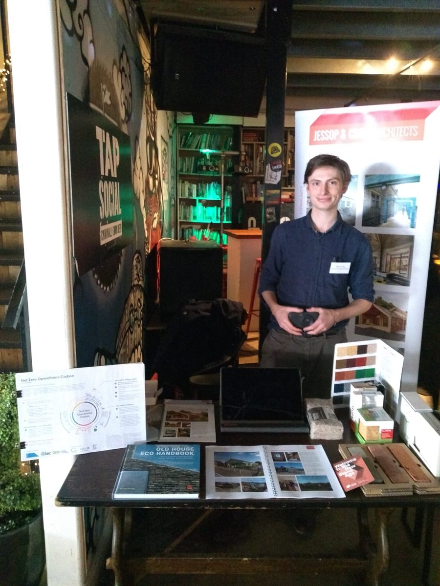 JandCArchitects's tweet photo. Jessop and Cook Architects is at the Oxfordshire Sustainability Showcase today at the Tap Social. Harry is there to help with any questions on Retro fitting existing housing and sustainable developments. #OxLEP https://t.co/a0z6Cc6Xwe